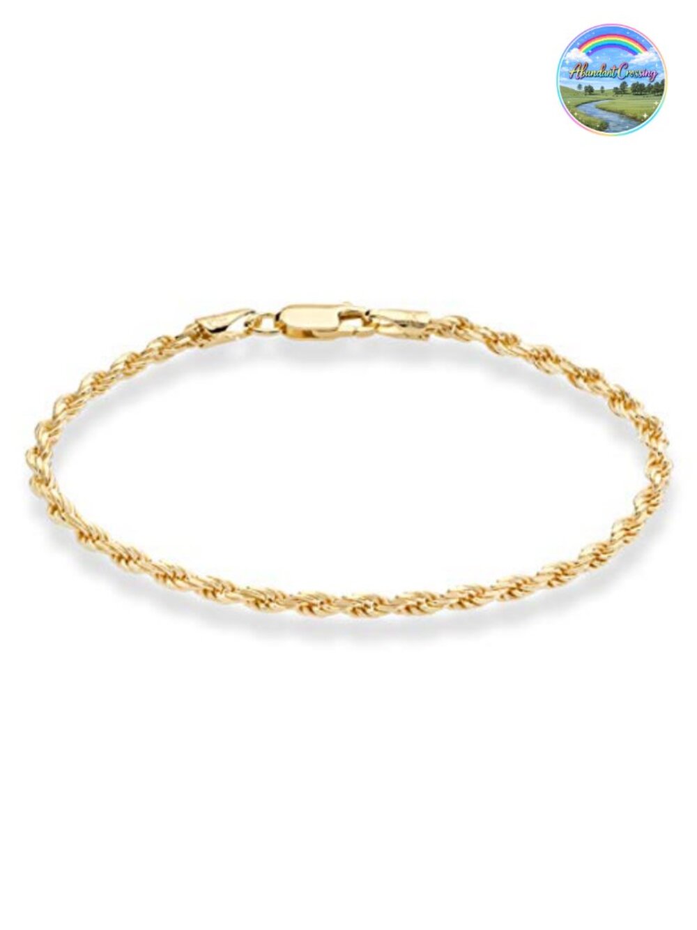 18K Gold Over 925 Sterling Silver Rope Chain Bracelet